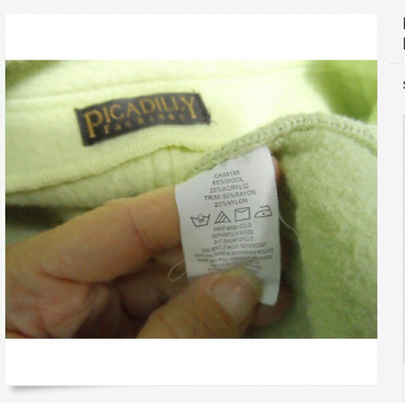 PICADILLY Boiled Wool Sweater Coat XL Mint Green - Picture 6 of 6